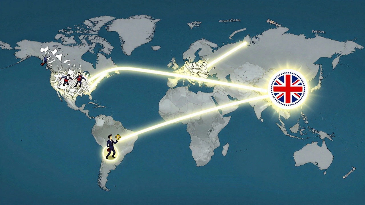 Global map with glowing legal pathways showing where GSOs work and where they’re blocked.