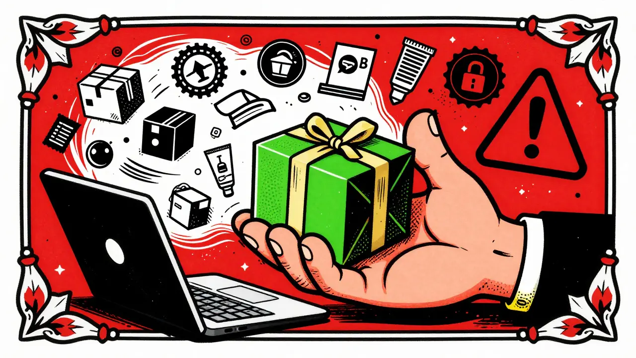 Retro cartoon of a hand grabbing an authentic herbal supplement package