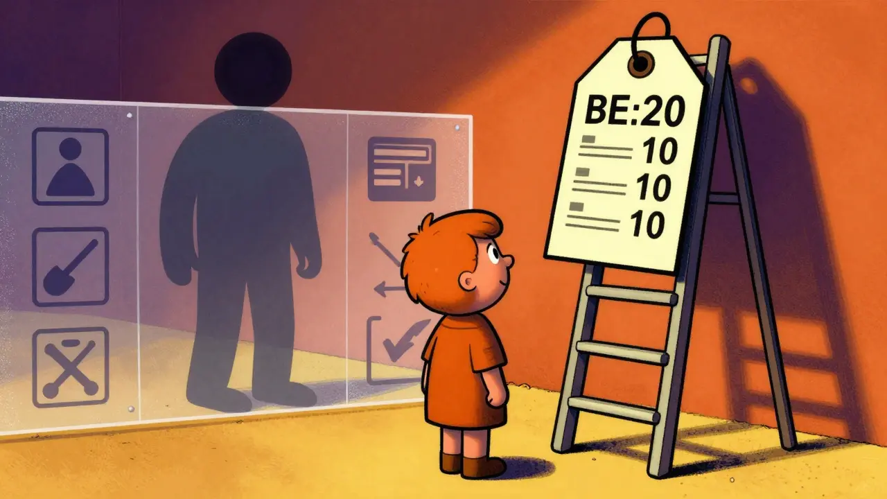 Cartoon showing a patient facing high prices while generics are blocked by regulatory barriers.