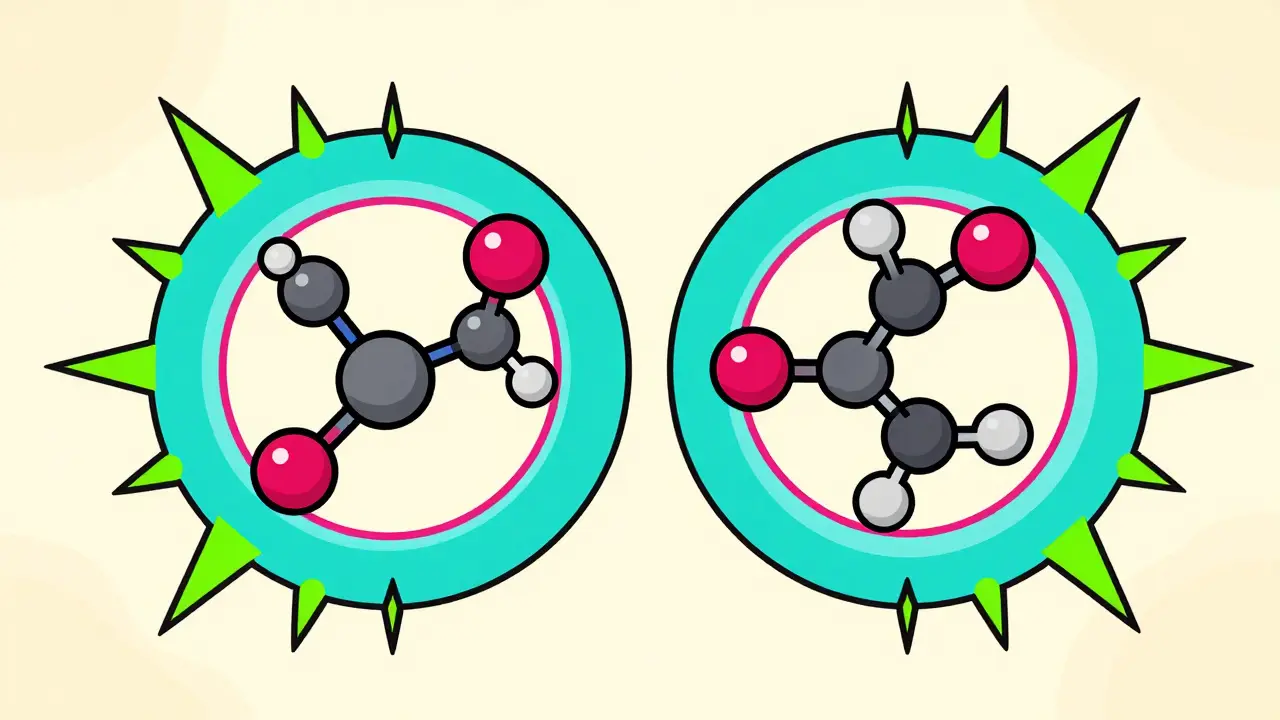 Retro illustration showing equal molecular structures for generics